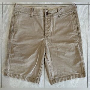 Hollister Twill Flat Front Shorts - Khaki, 32” Waist